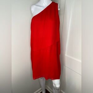 Michael Kors Elegant Scarlet Red One-Shoulder Dress